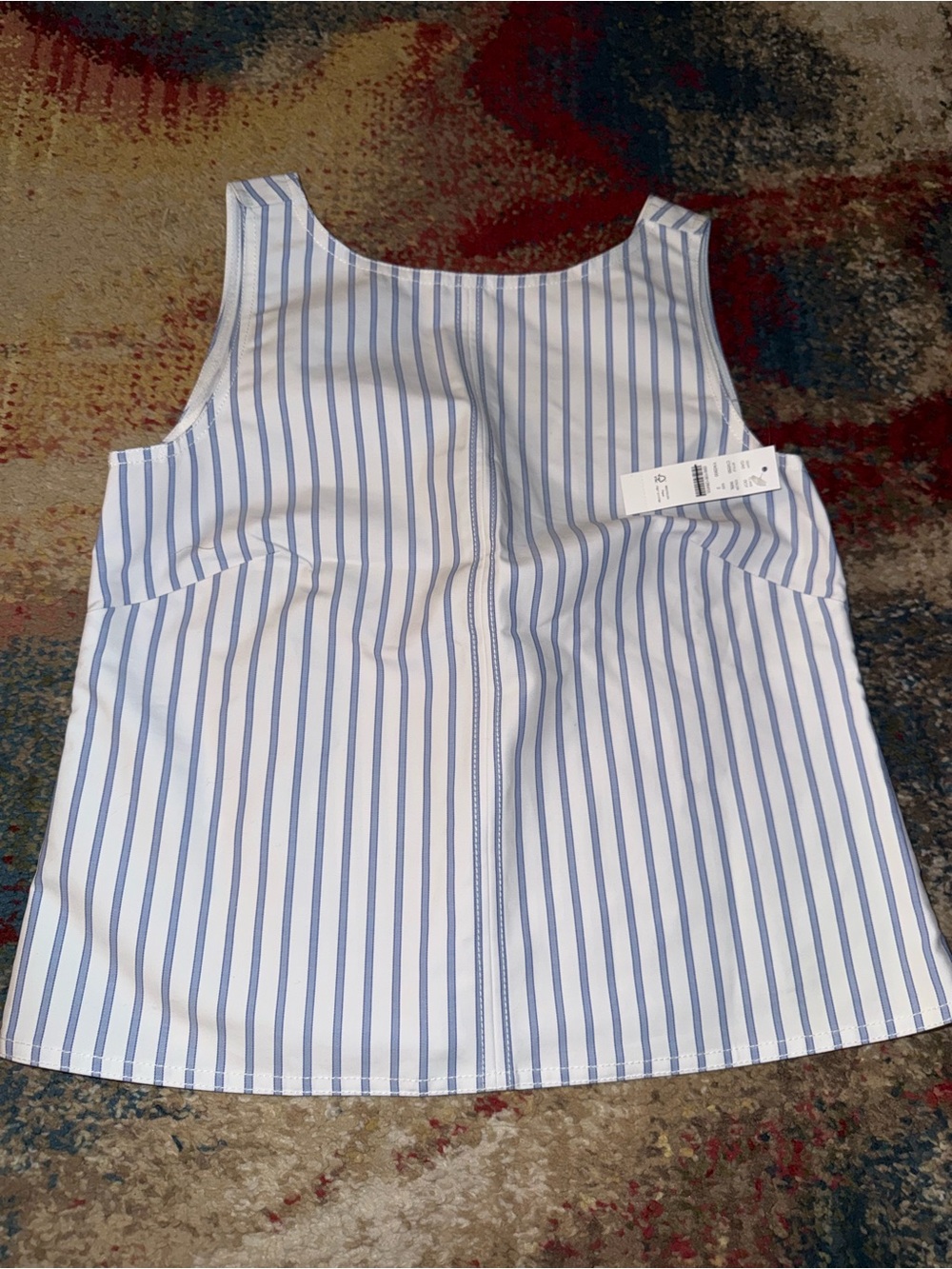 J. Crew Girls' White Tank Top with Blue Stripes